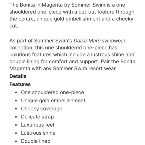 NWT Sommer Swim The Bonita in Magenta One-Piece Cut-Out Swimsuit Revolve - Picture 5 of 11